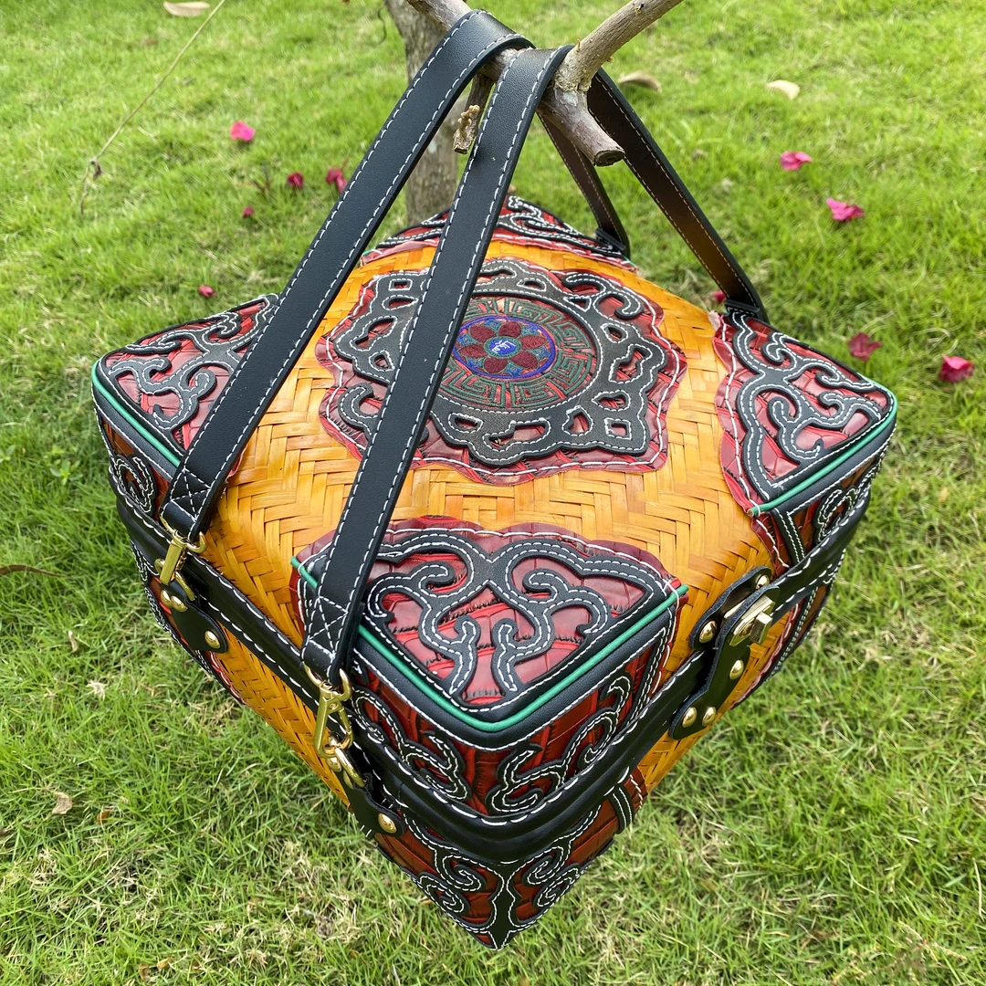 竹筐藏式用品藏族用品手工编织藏式洛玛盒盒子过林打卡必备