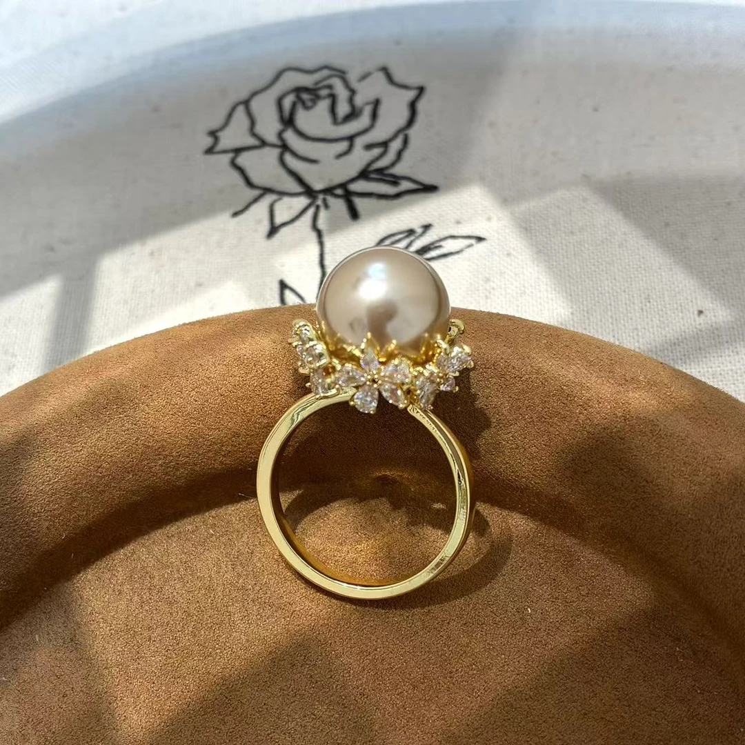 铜合金锆石戒指  远远（YY943）镀K金轻奢时尚经典镶嵌可调节