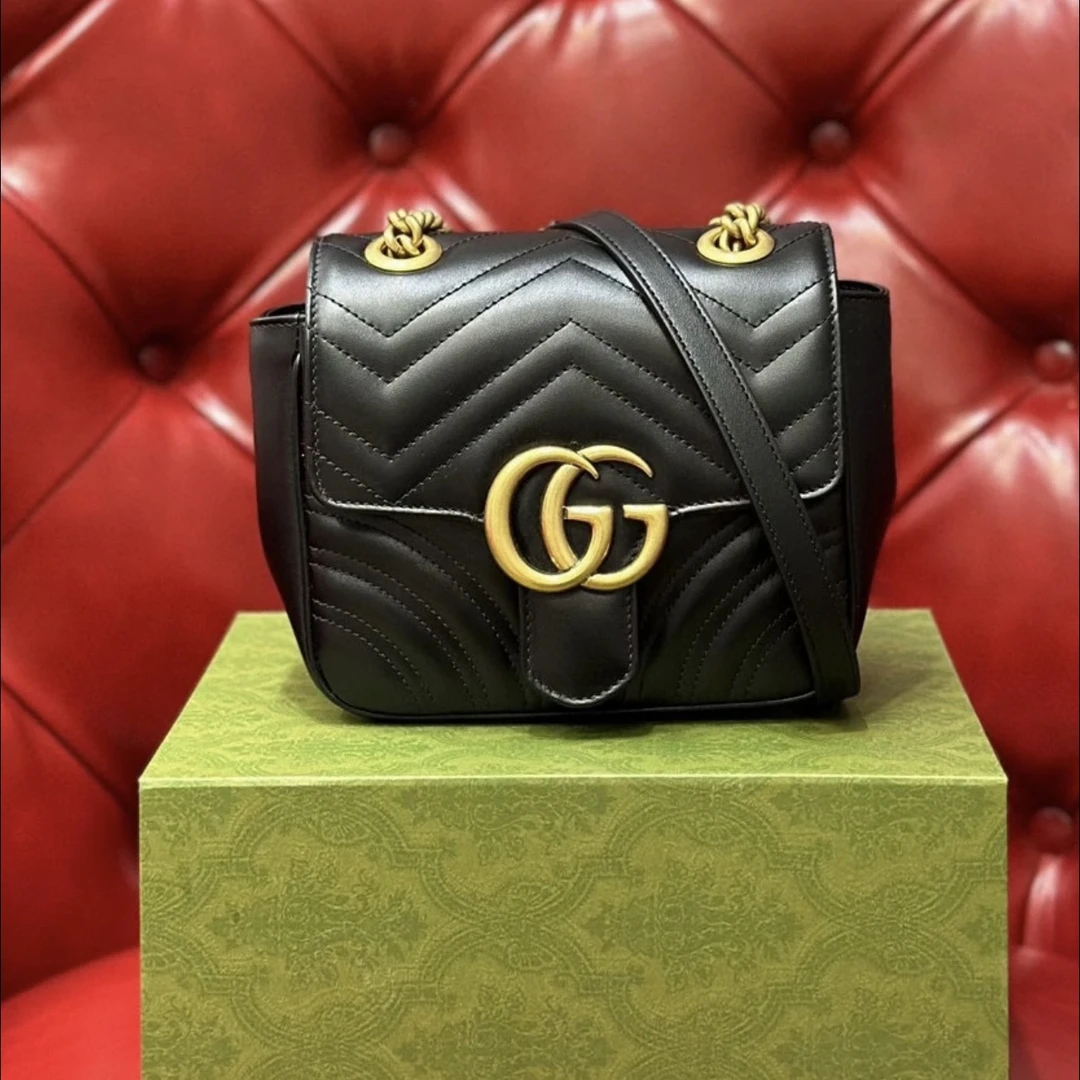 99新 GUCCI/古驰 Gucci 黑金新款马蒙方胖子 25090068-05
