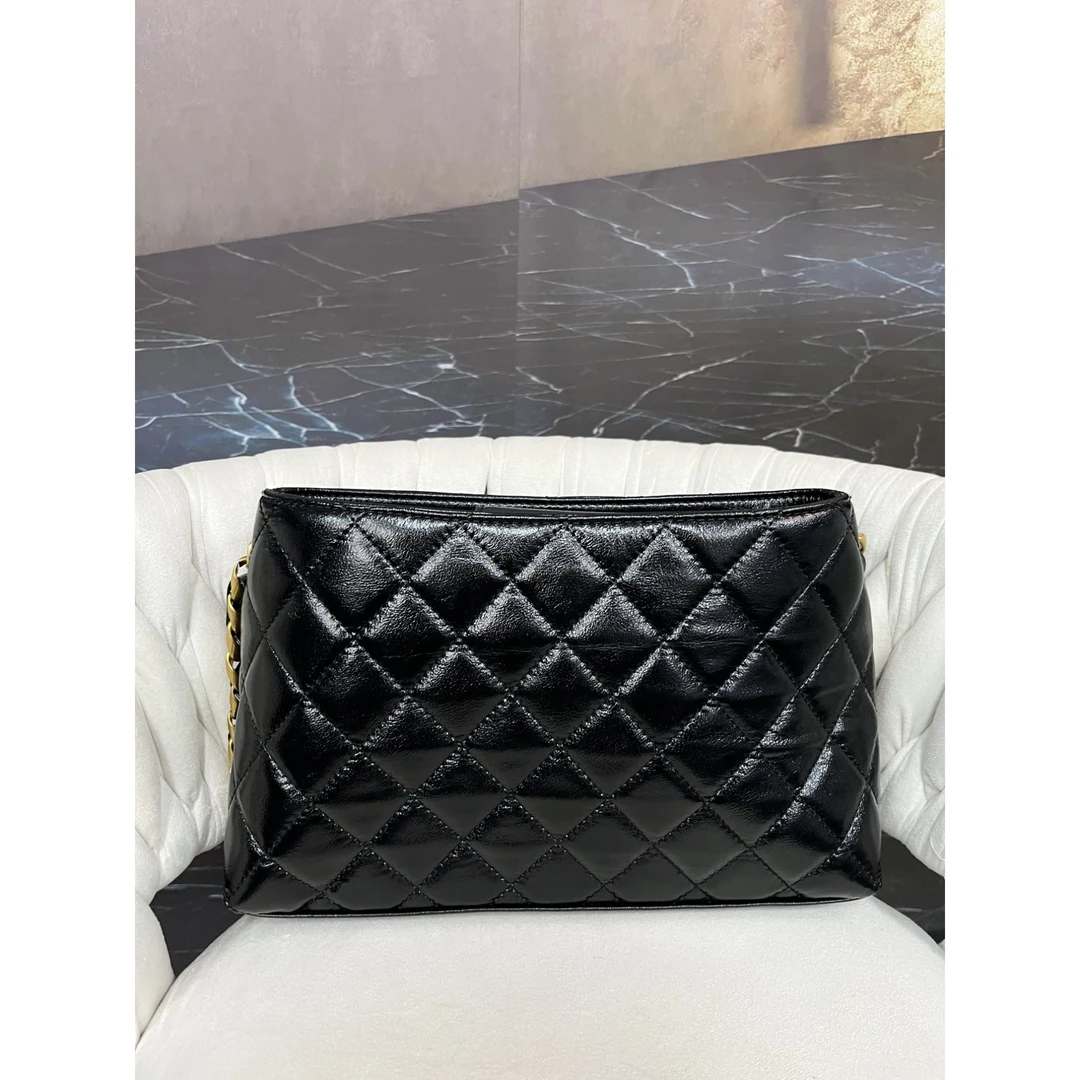 姝宴真皮女包腰桶黑色斜挎