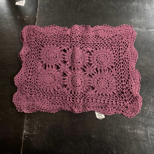 孤2631红色棉线钩针长方盘垫30*50cm