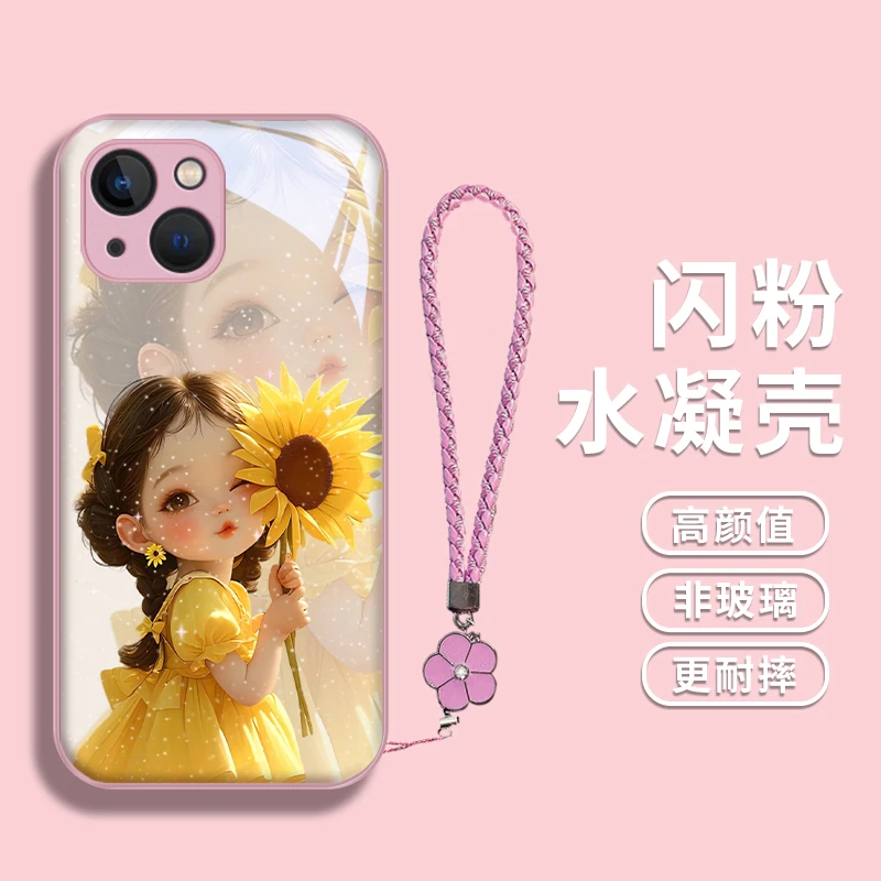 漫画女孩适用苹果15pro水凝手机壳iPhone15个性15plus超萌壳15pr