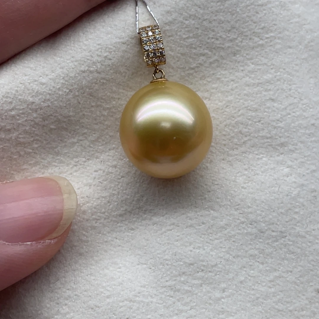 吊坠(不含链)18K金镶嵌海水珍珠14.9mm