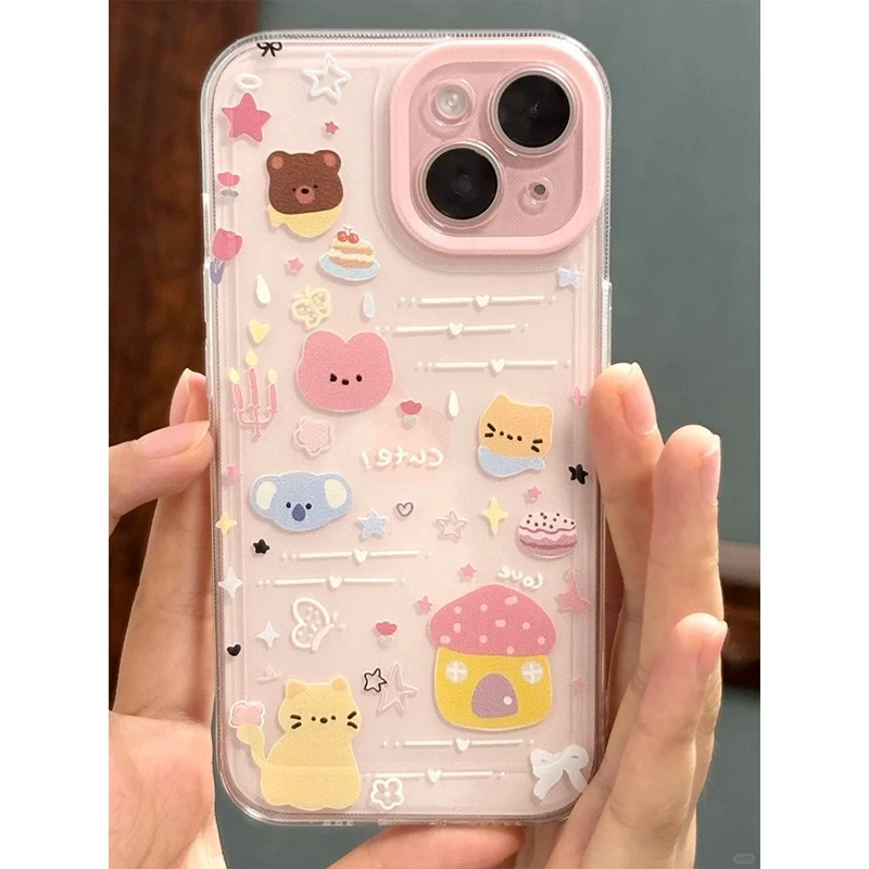 粉屋子猫猫适用苹果16 15手机壳iPhone13promax防摔14 12女xr软11