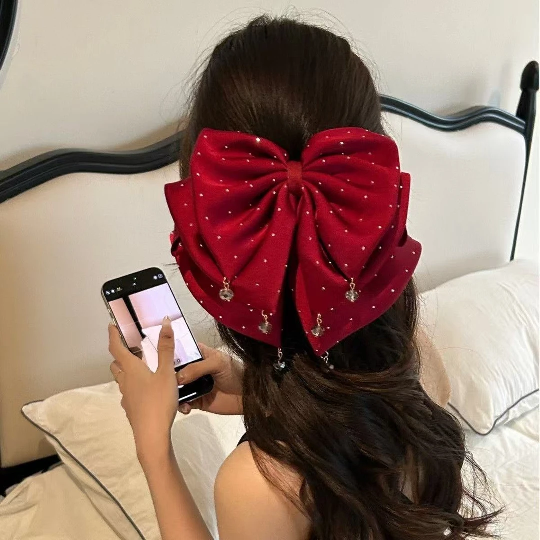 Z3001-3010【韩里韩气】满天星蝴蝶结发夹赫本风抓夹女半扎发发饰