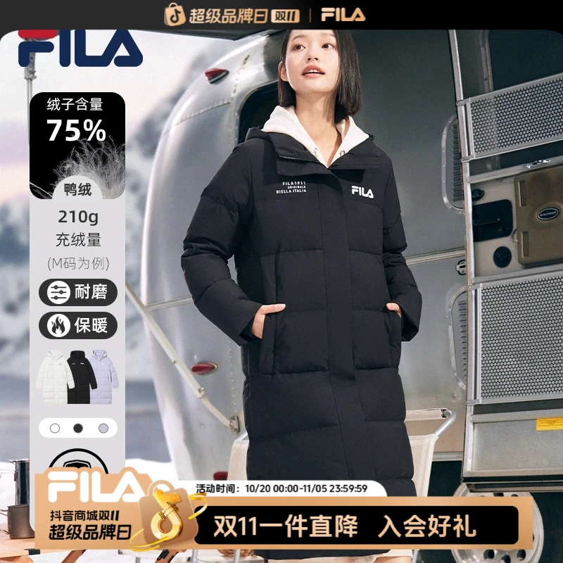 Fila/斐乐【爆款捡漏】情侣冬季时尚加厚保暖连帽过膝斐乐羽绒服