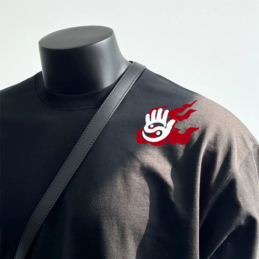 男夏季国潮重磅260g纯棉短袖T恤时尚休闲印花圆领设计感痞帅风