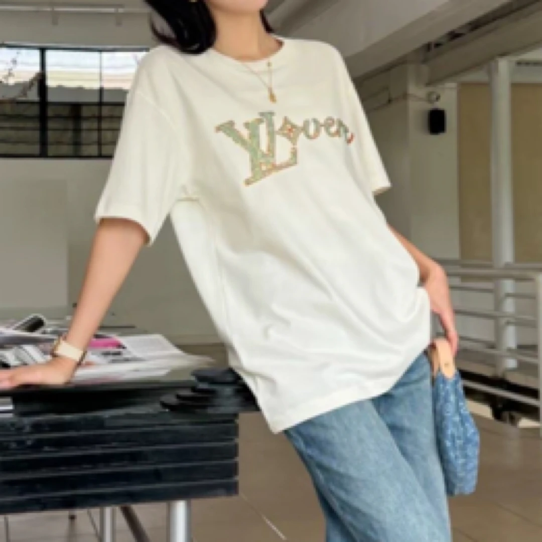 未使用 LouisVuitton/路易威登 Lovers绿珠绣花圆领短袖cl00340