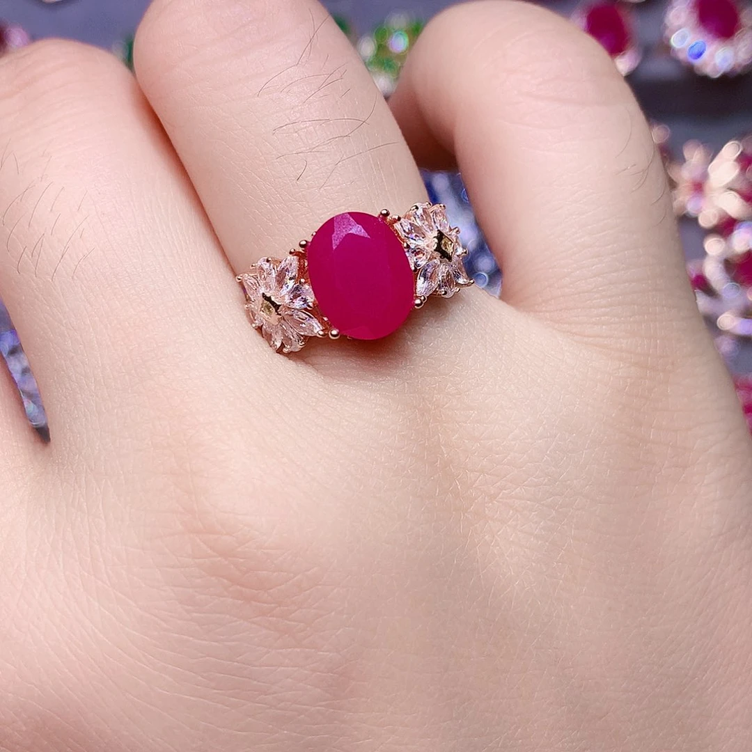 银S925镶嵌戒指红宝石