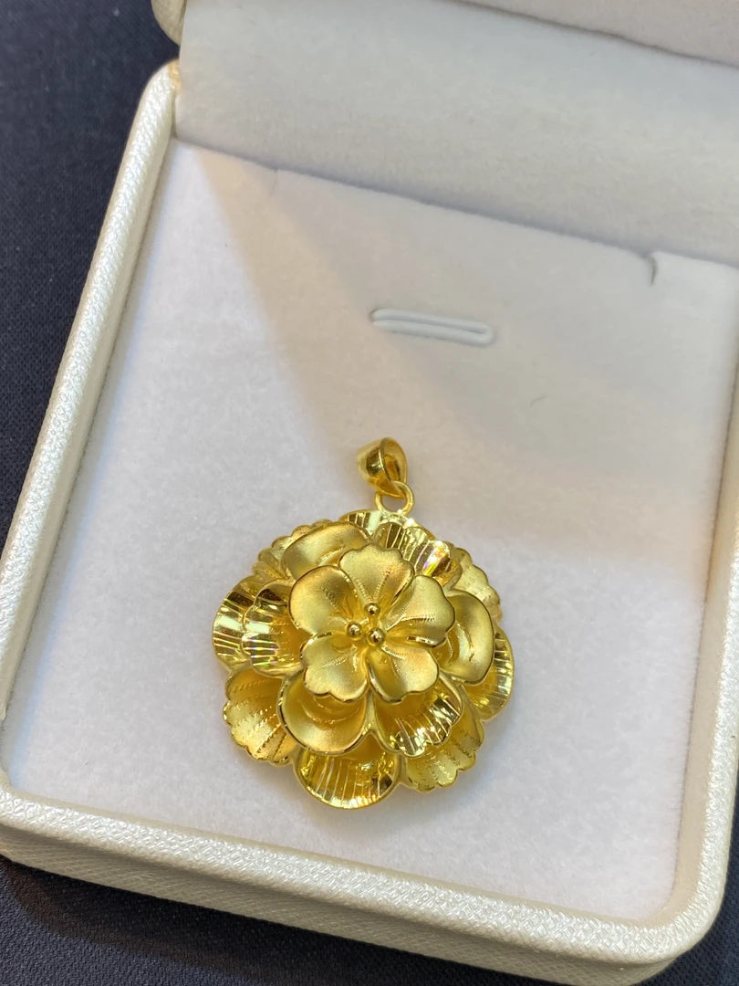 足金999金花吊坠