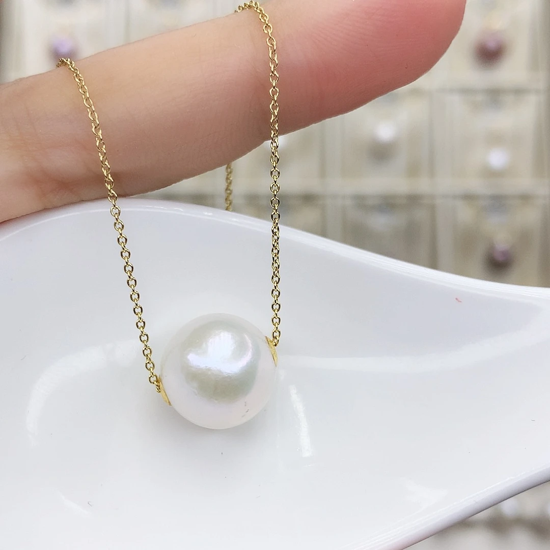 淡水珍珠颈饰18K金镶嵌