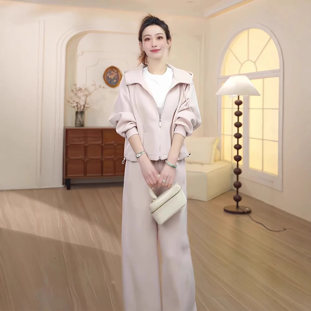 高级感宽松时尚休闲连帽卫衣套装女春秋新款气质显瘦阔腿裤两件套