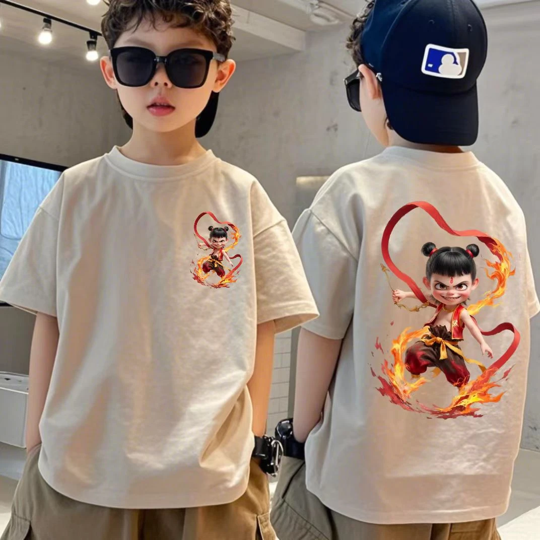 男童短袖纯棉T恤夏季新款哪吒小男孩宽松童装儿童半袖上衣潮t恤衫