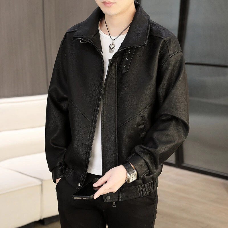 新款男士春秋皮外套新款爆款潮流时尚痞帅百搭潮牌机车服夹克外套