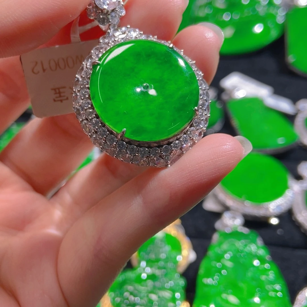 翡翠吊坠(不含链)银S925镶嵌