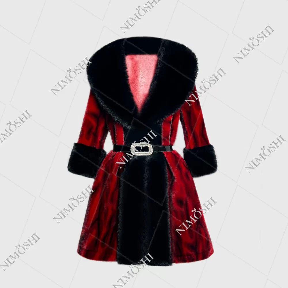 人造皮草  NIMðSHI【达妮】韩系中长款高级束腰收腰显瘦外套 L5144