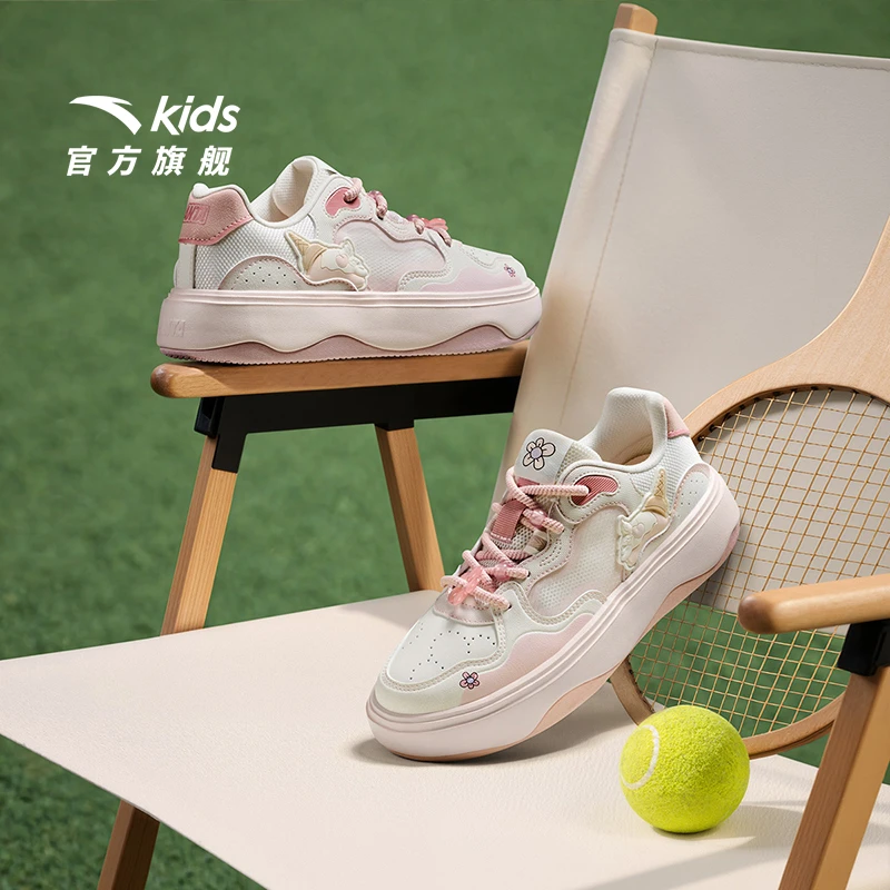安踏儿童女大童板鞋2025夏季厚底ins欧若风休闲潮流低帮8003