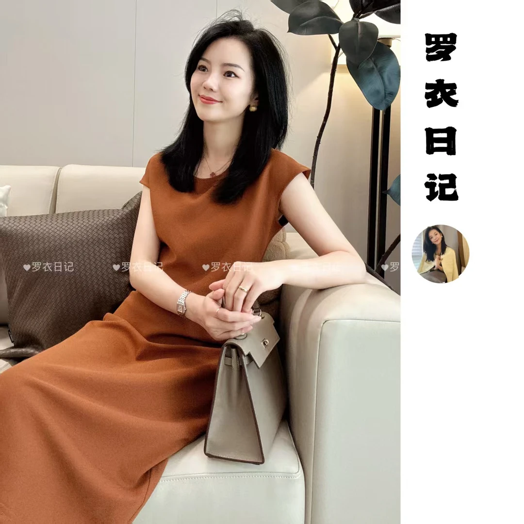 进口定制夏季通勤法式赫本裙简约显瘦中长连衣裙子 2537