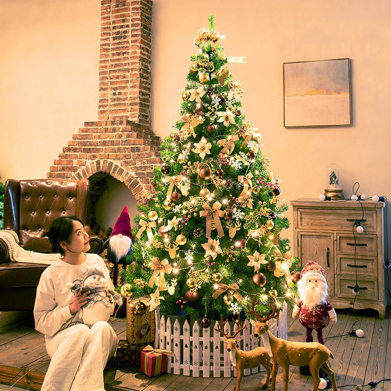 圣诞树圣诞节装饰品商场办公室家用高档加密发光套装场景布置摆件