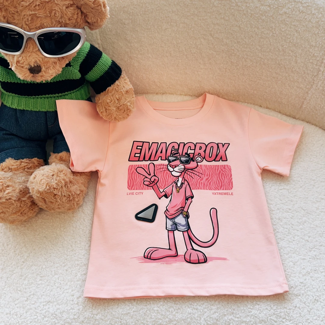 亿洋潮牌童装“暖男粉红豹”儿童限量款短袖C0112