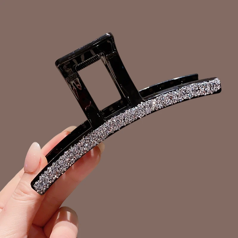 2025春夏轻奢细闪水钻百搭一字抓夹鲨鱼夹头饰发卡饰品盘发发抓女