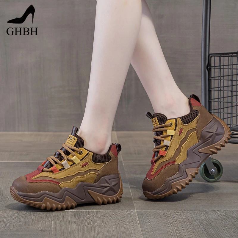 欧美鞋简约增高女鞋子潮牌老爹鞋加绒棉鞋春季新款厚底运动鞋