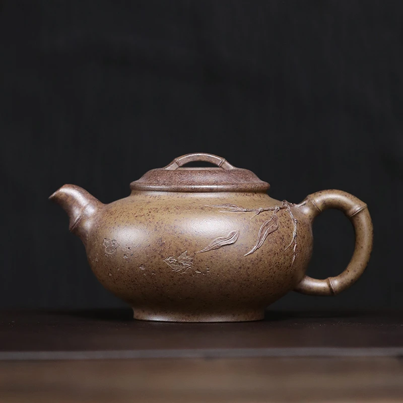 大吉羊柴烧 宜兴紫砂壶茶壶 原矿本山绿泥竹摇清影220ml庄勤英