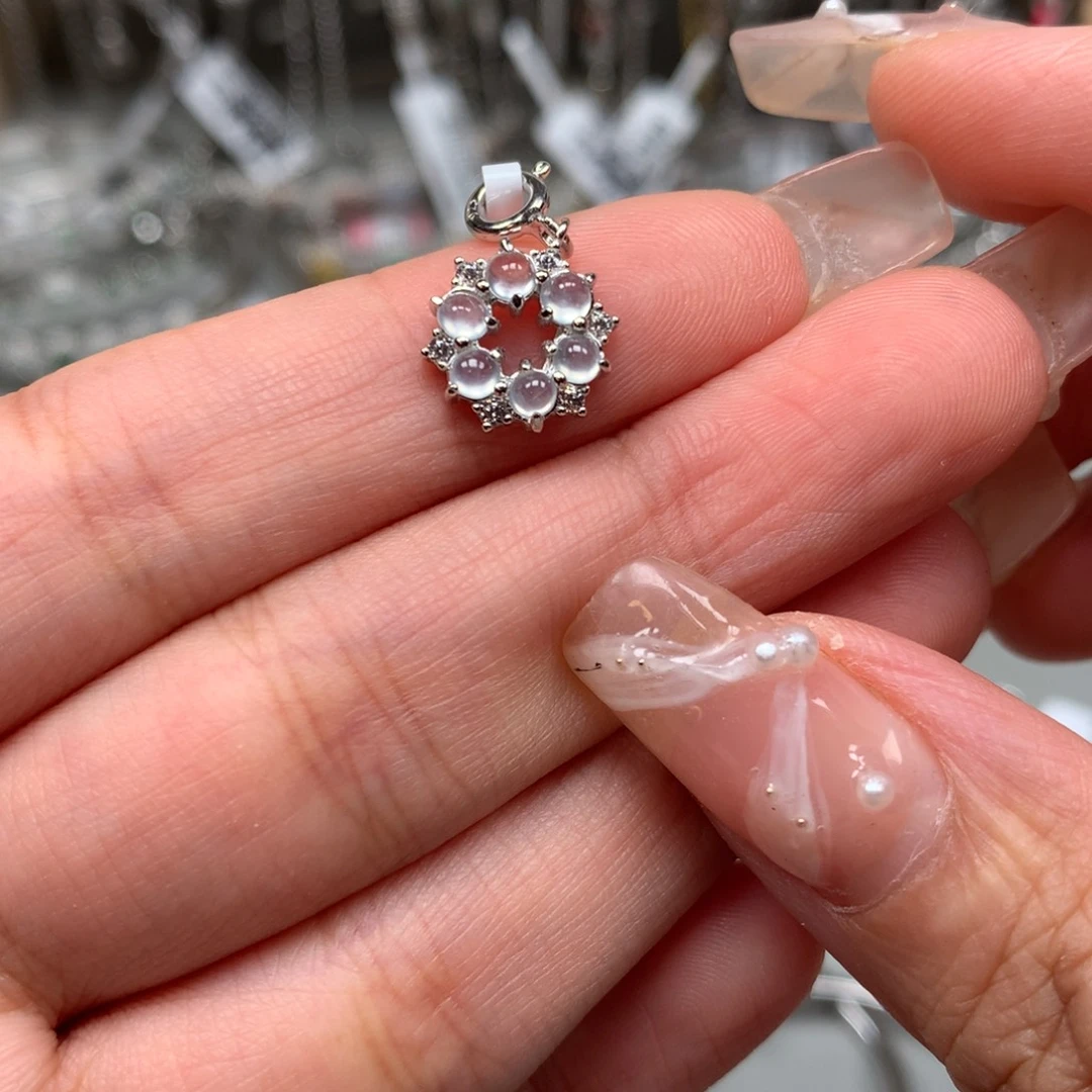 翡翠戒指银S925镶嵌吊坠