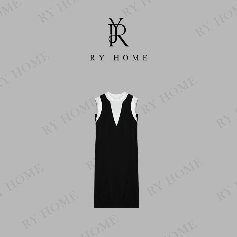 【容雨RYHOME】亚麻重工撞色假两件连衣裙252L1450