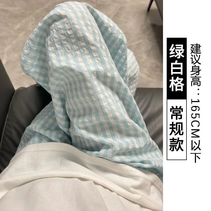 花朝一四 格子裤女新款高腰宽松均码多色直筒复古简约薄款休闲裤