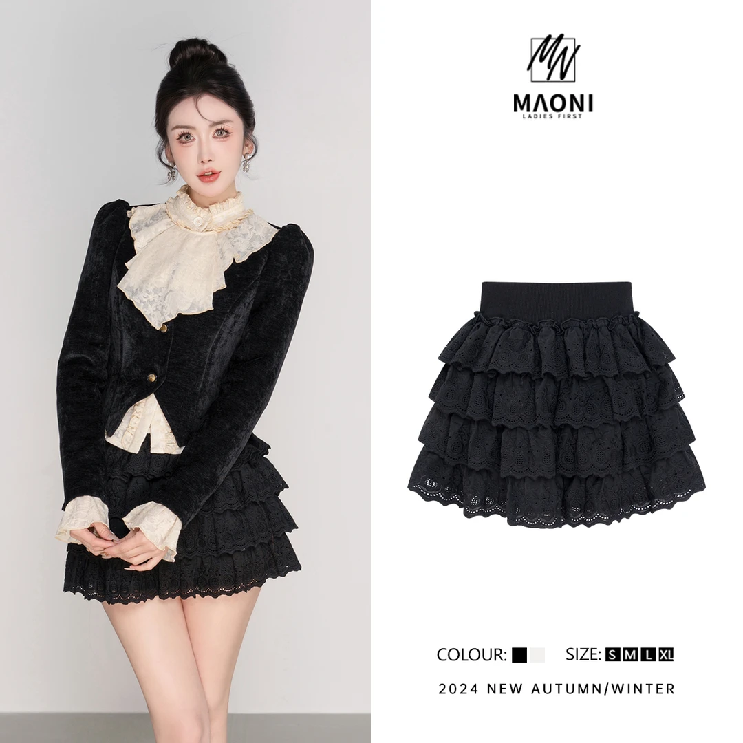 毛妮Peshe【蓬蓬公主】2025秋冬高腰显瘦梨形遮胯半身a字裙裤L1125