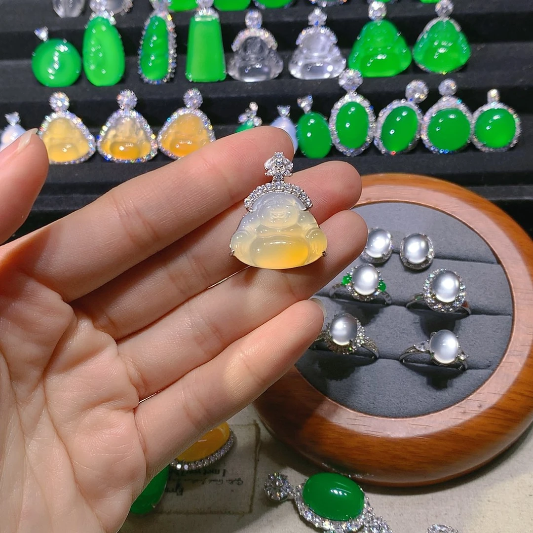 ღ***子玛瑙/玉髓银S925镶嵌颈饰