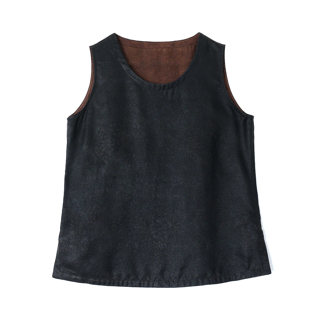 【UU大漂亮】香云纱两面穿百搭桑蚕丝内搭打底背心女02306-2