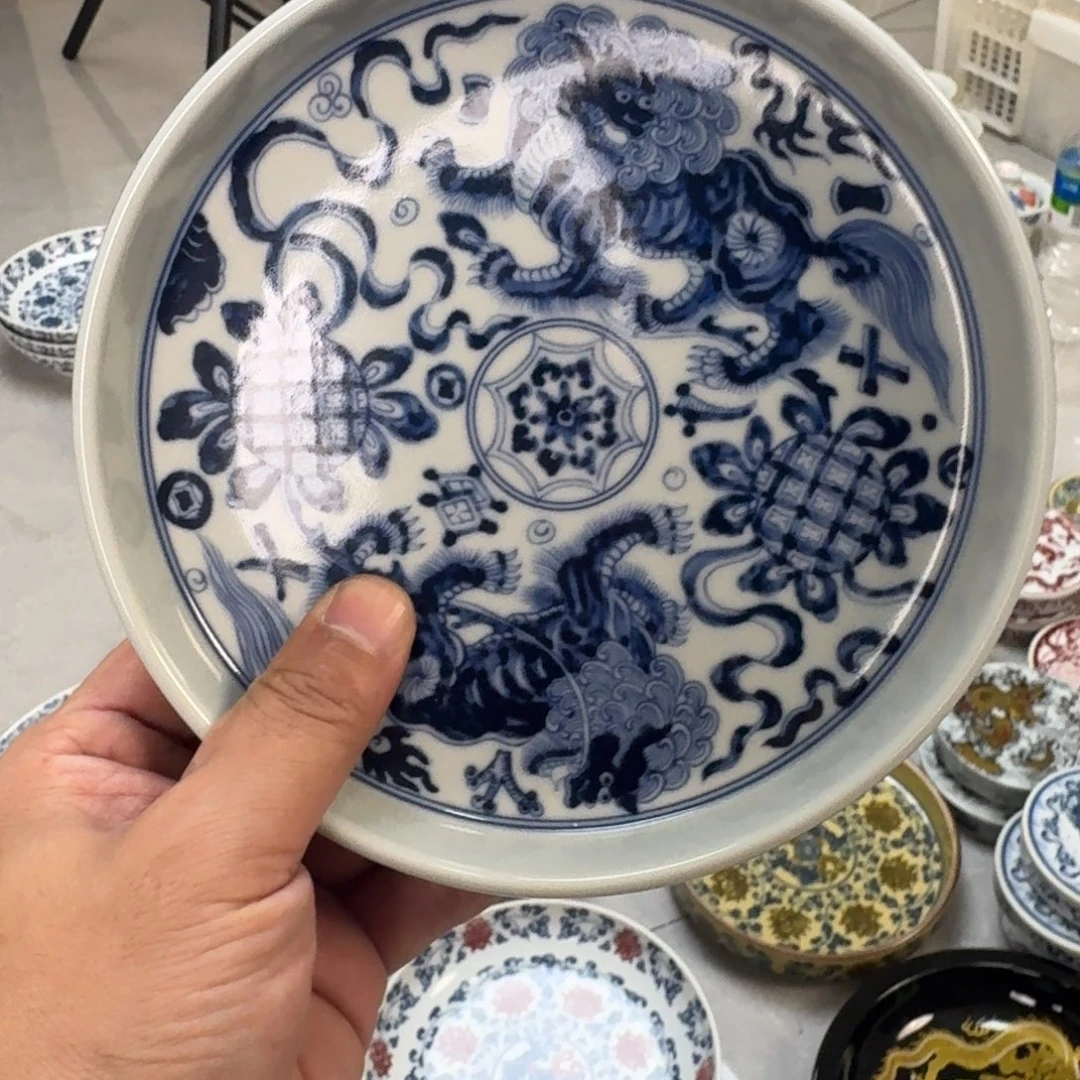 杯青花狮子大壶承