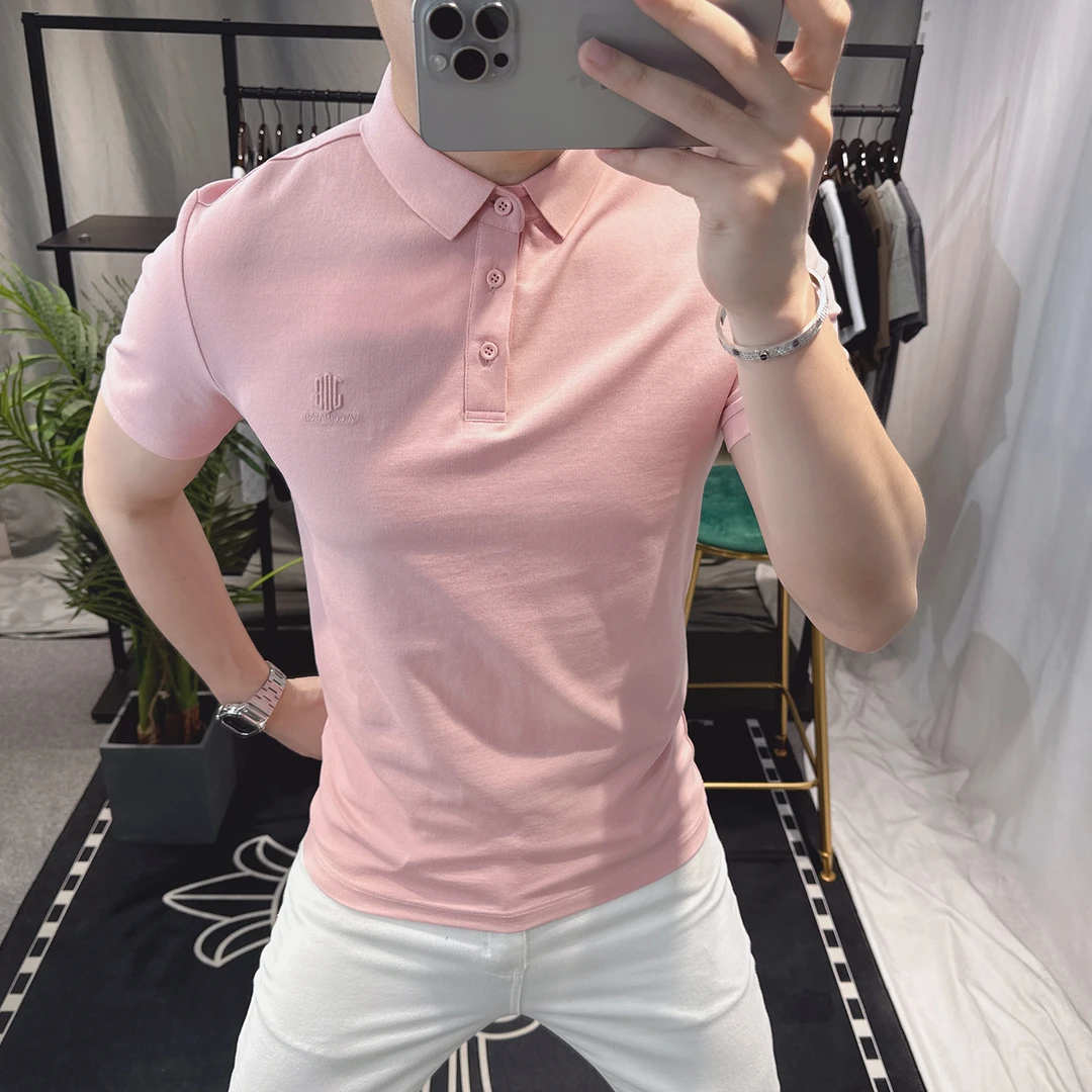 欧洲站polo衫男款痞帅高级感2025新款简约翻领短袖t恤男夏季刺绣