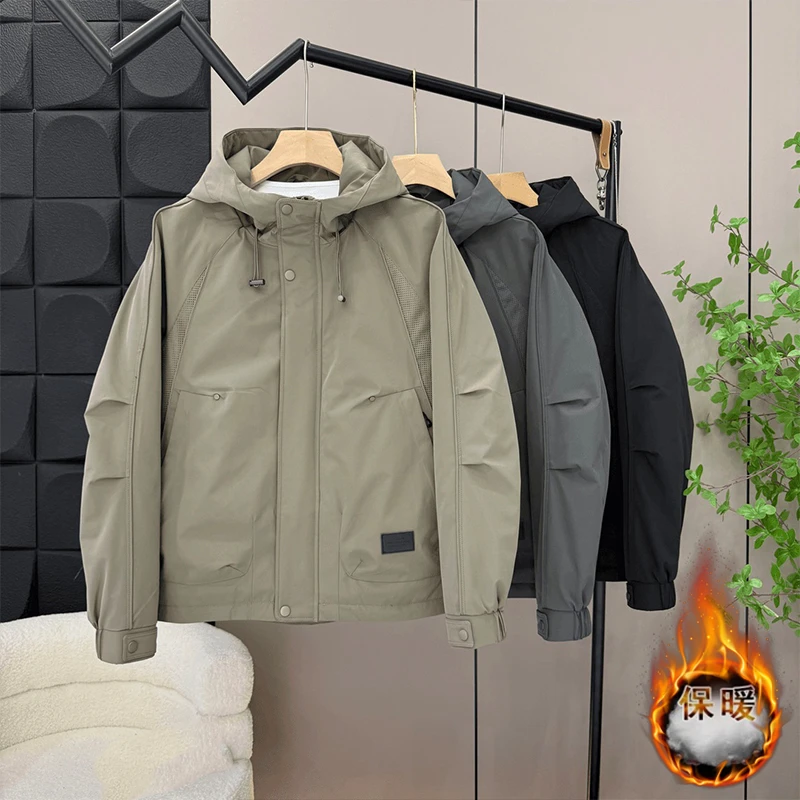 高级感棉服男加棉加厚外套运动休闲保暖拼接连帽上衣宽松潮流棉衣