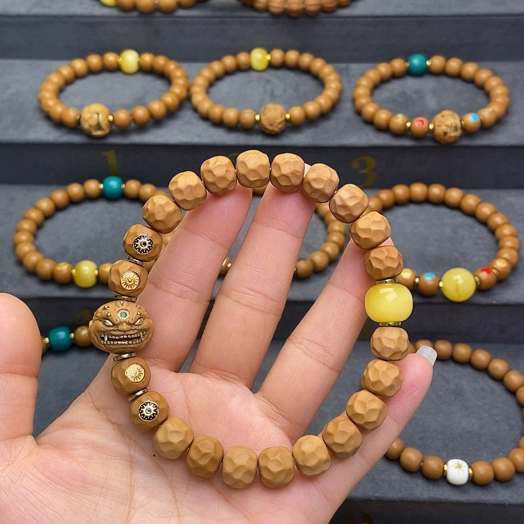 猴头核桃手串时*猴头核桃手串奶酪无相四标六目原 黄10.6