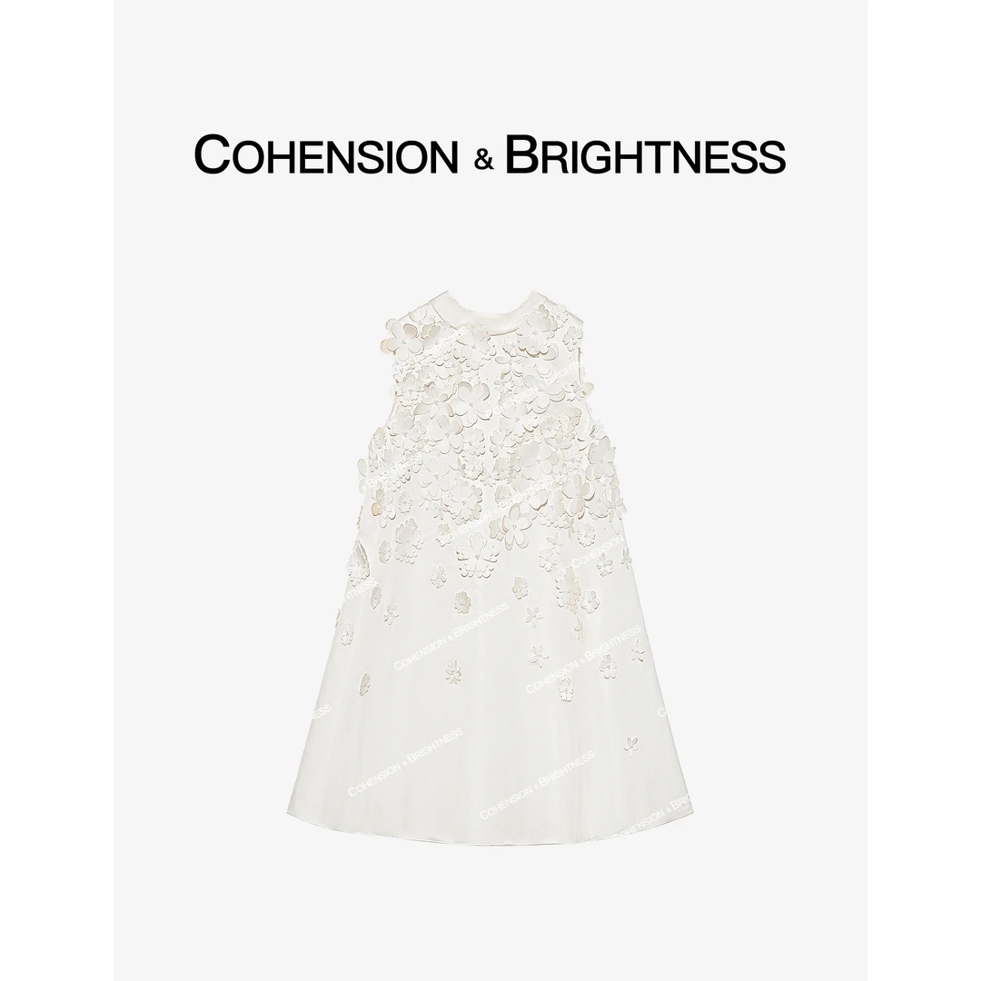 凝慧真的好【听泉茉莉】春季新款纯欲风立体花钉珠无袖连衣裙LQ151