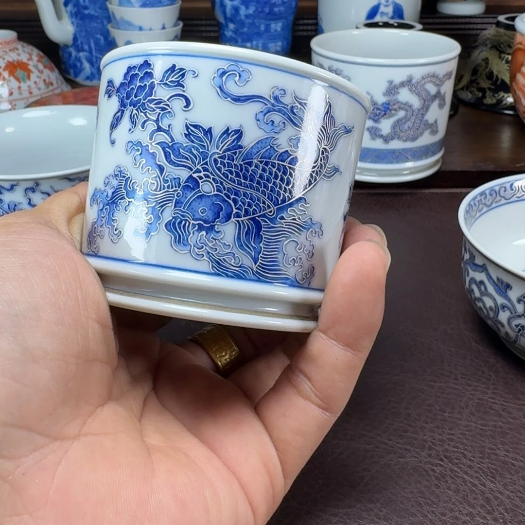刷***刷瓷片当代景德镇陶瓷手绘茶具
