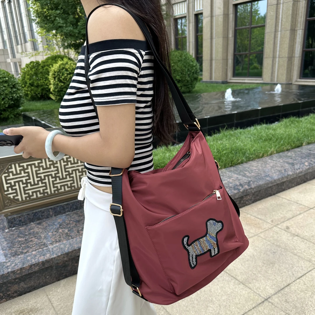 多功能大容量双肩包单肩包斜挎包妈咪包通勤休闲便携闪钻小狗包包