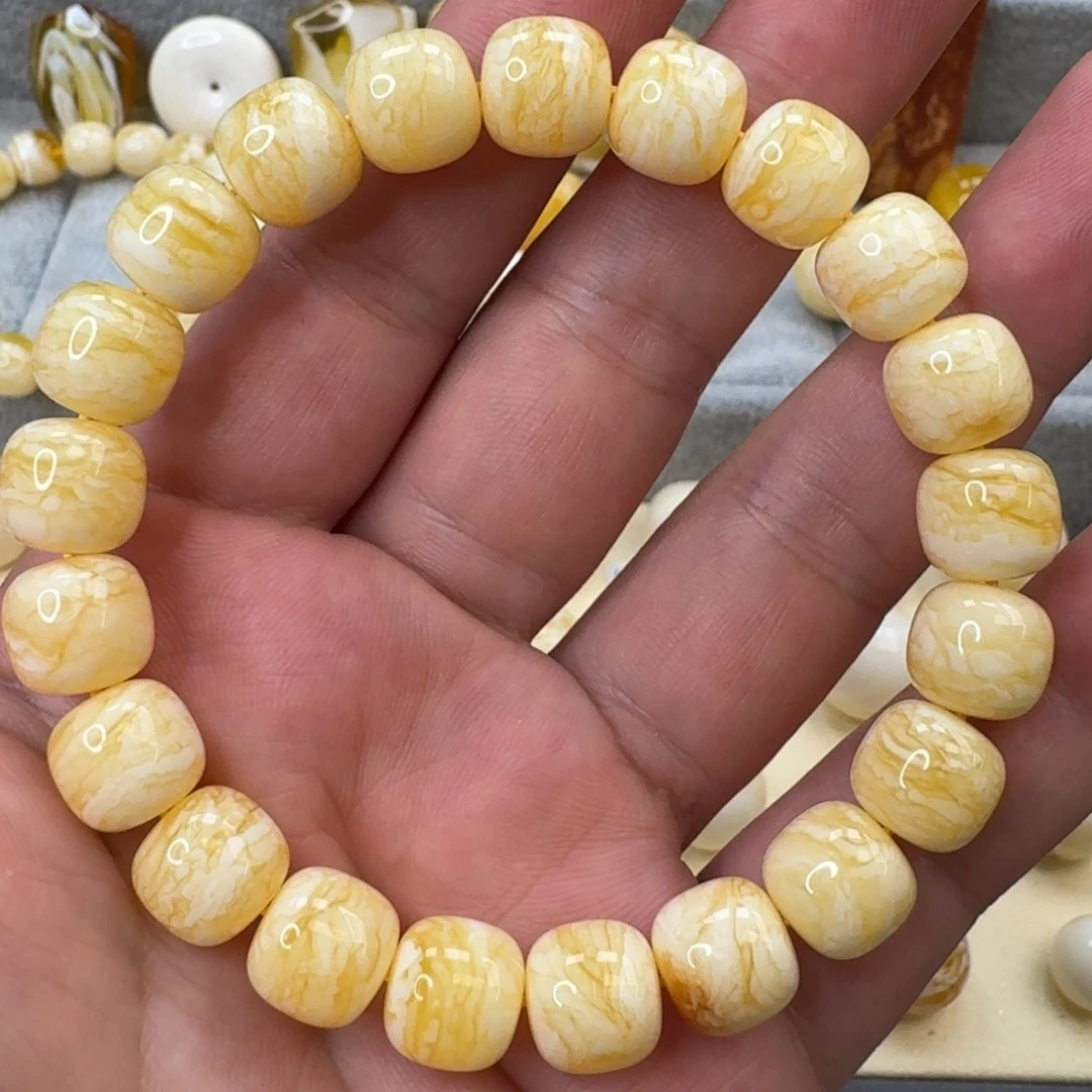 裸石琥珀未镶嵌焦皮同料手串