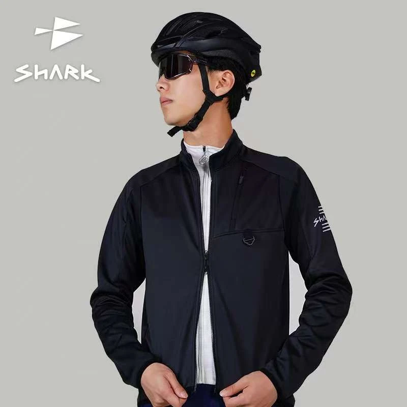 SHARK鲨鱼秋冬季抓绒防风衣双拉链骑行运动户外风衣冬季骑行风衣