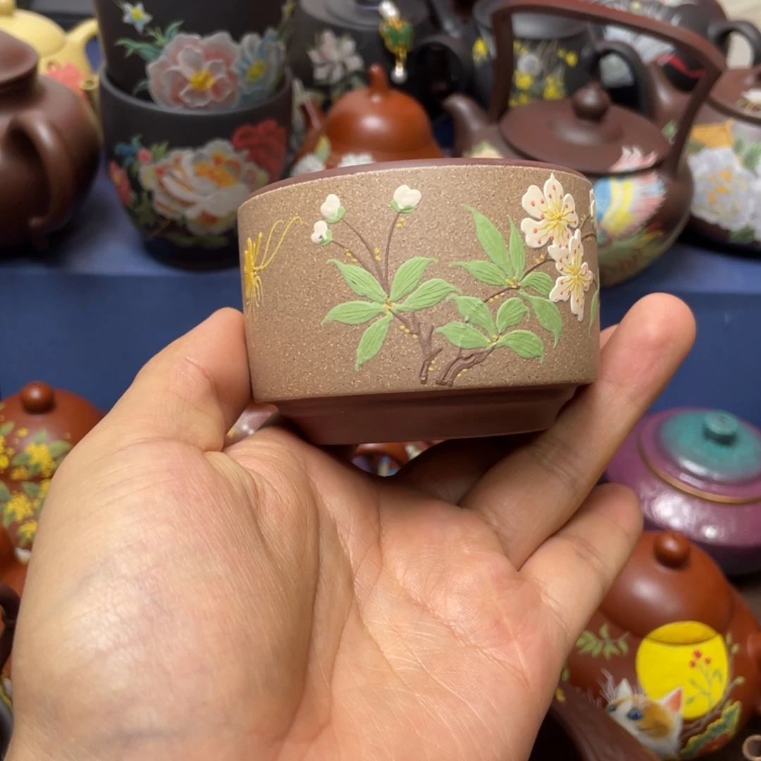 茶杯红泥紫砂主人杯120cc