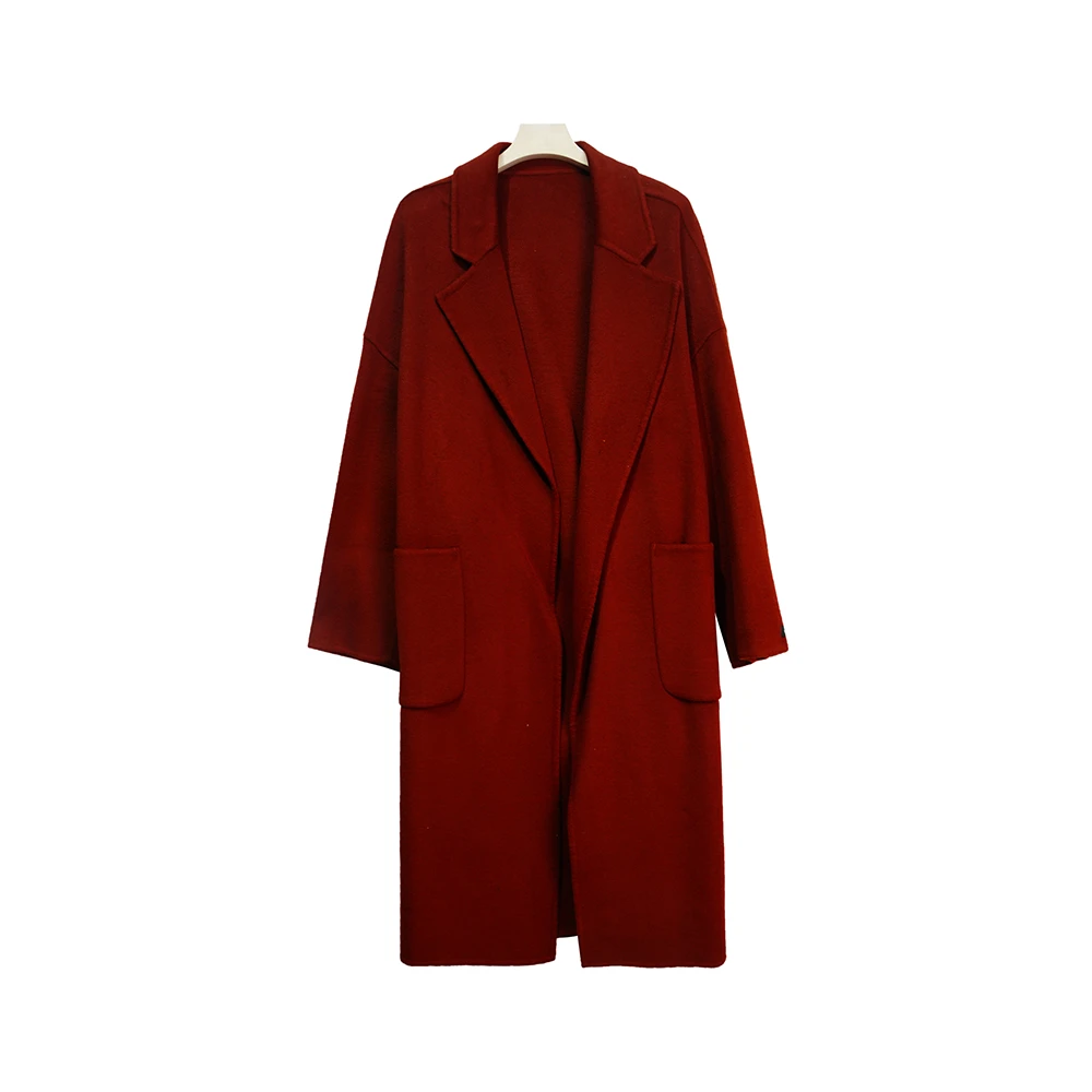 DY102【新款】时尚轻奢高端赫本风长款气质百搭西装领浴袍款大衣3D