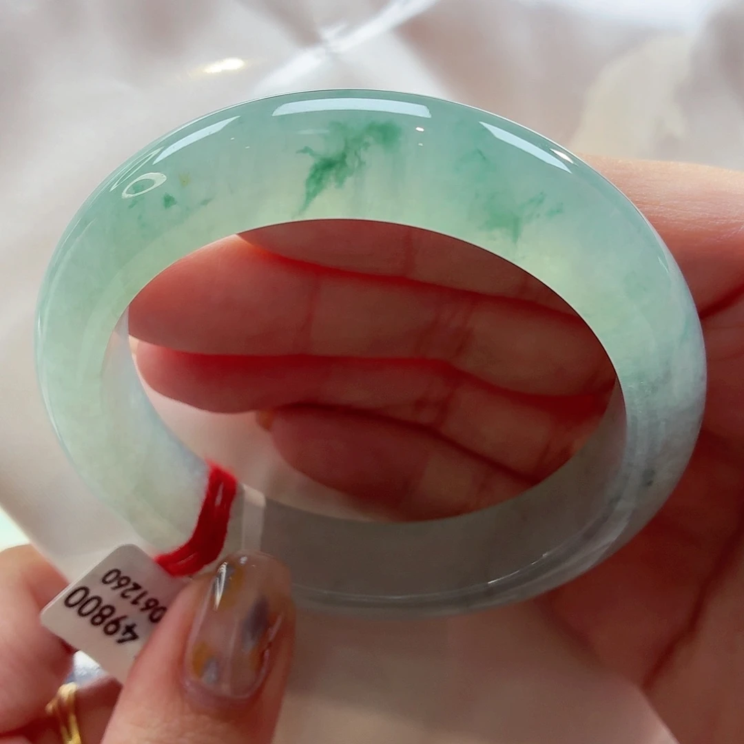 翡翠未镶嵌手镯22（46号）有棉纹