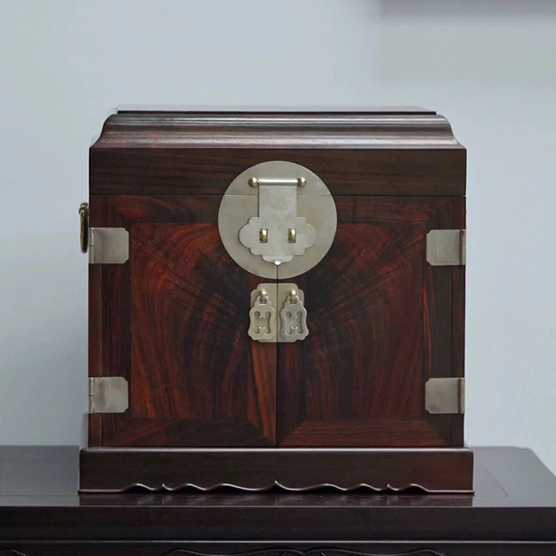 老挝大红酸枝木小官皮箱红木首饰盒高档实木复古珠宝收纳盒