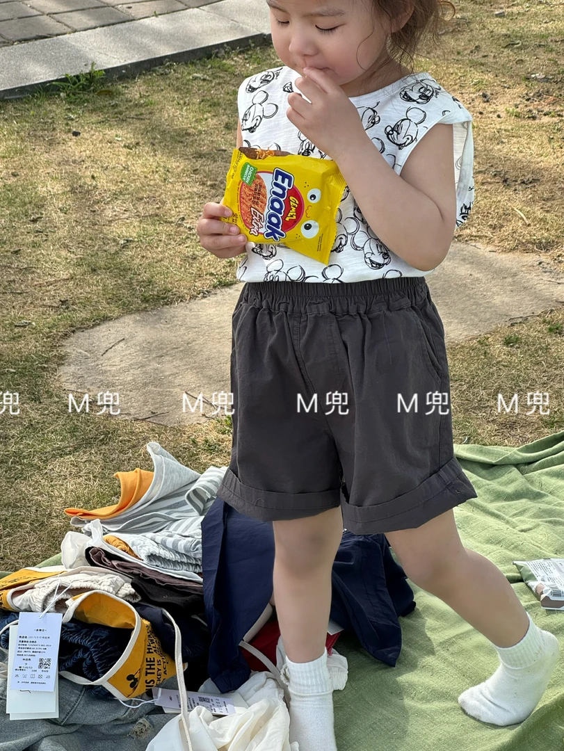 25年夏季新款百搭纯色系男女同款儿童百搭小神裤短裤