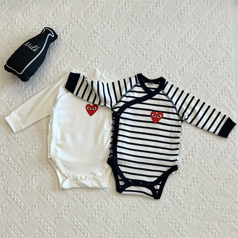 春装ins宝宝长袖包屁衣婴儿打底斜襟双层睡衣和尚服三角哈衣春秋