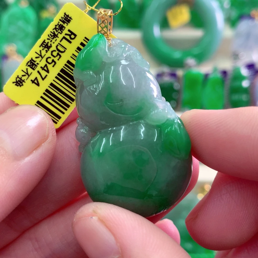 翡翠18K金镶嵌吊坠(不含链)