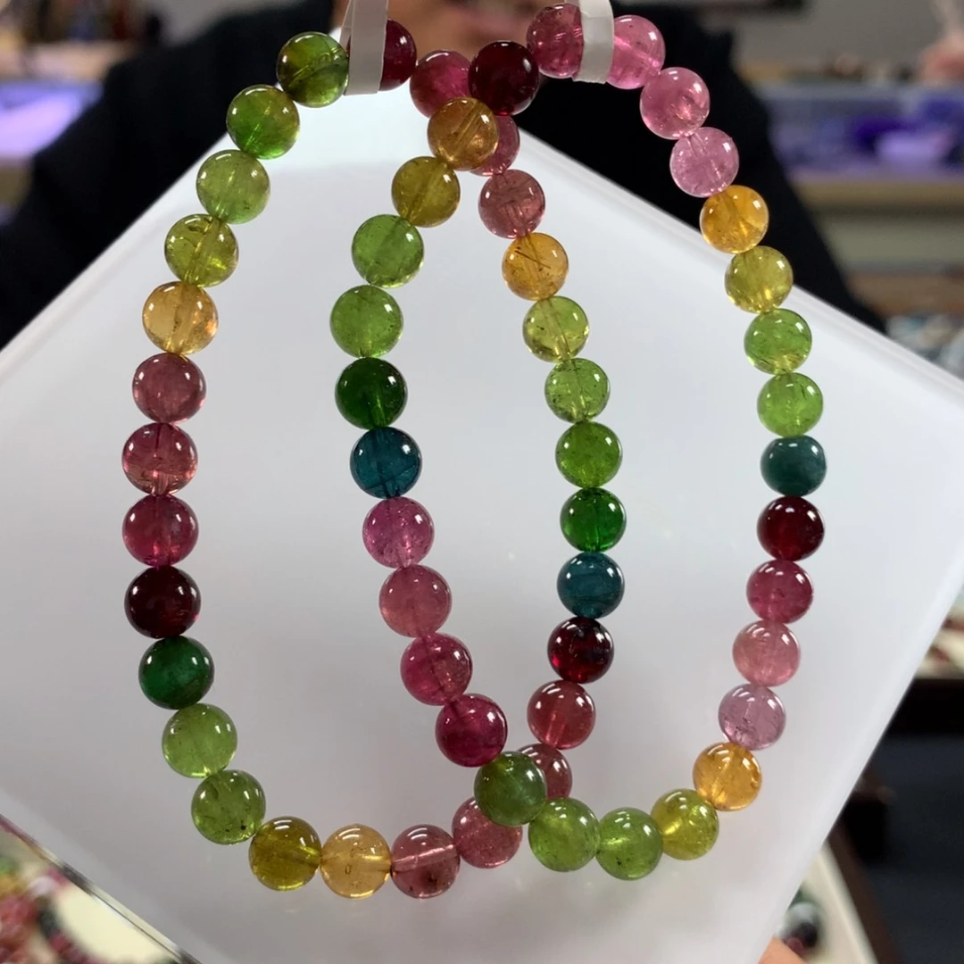 碧玺手链未镶嵌多样性发其一条6:6毫米左右